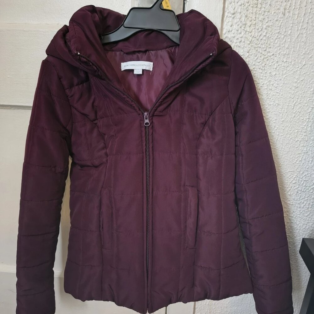 New York & Company Women's Coat, S/M, Burgundy, Pre-owned
